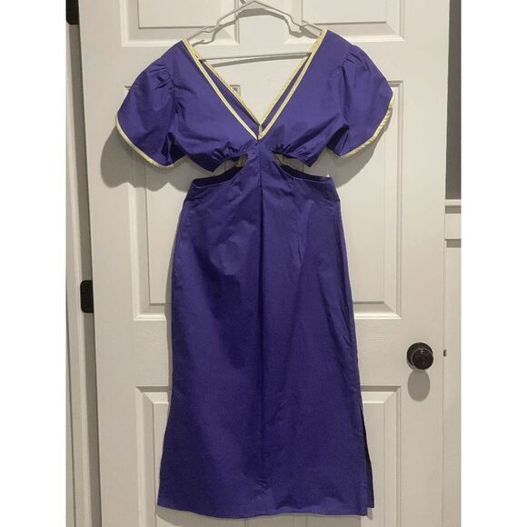 NWT LAAGAM Purple Virgo Dress With Side CutOuts & Small Slit Size L - Picture 11 of 15